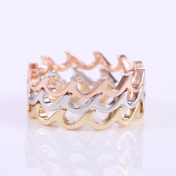 Wave Fire Minimalist Simple Trendy Anillos Lovely Rings for Women, PD071 - Picture 5 of 6